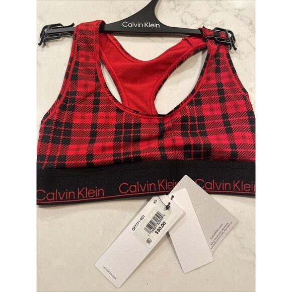 Calvin Klein Scotch‎ Plaid Unlined Racerback Women's Bralette Bra XS NWT - Picture 1 of 4